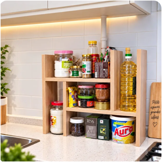 Organisateur de cuisine en bois