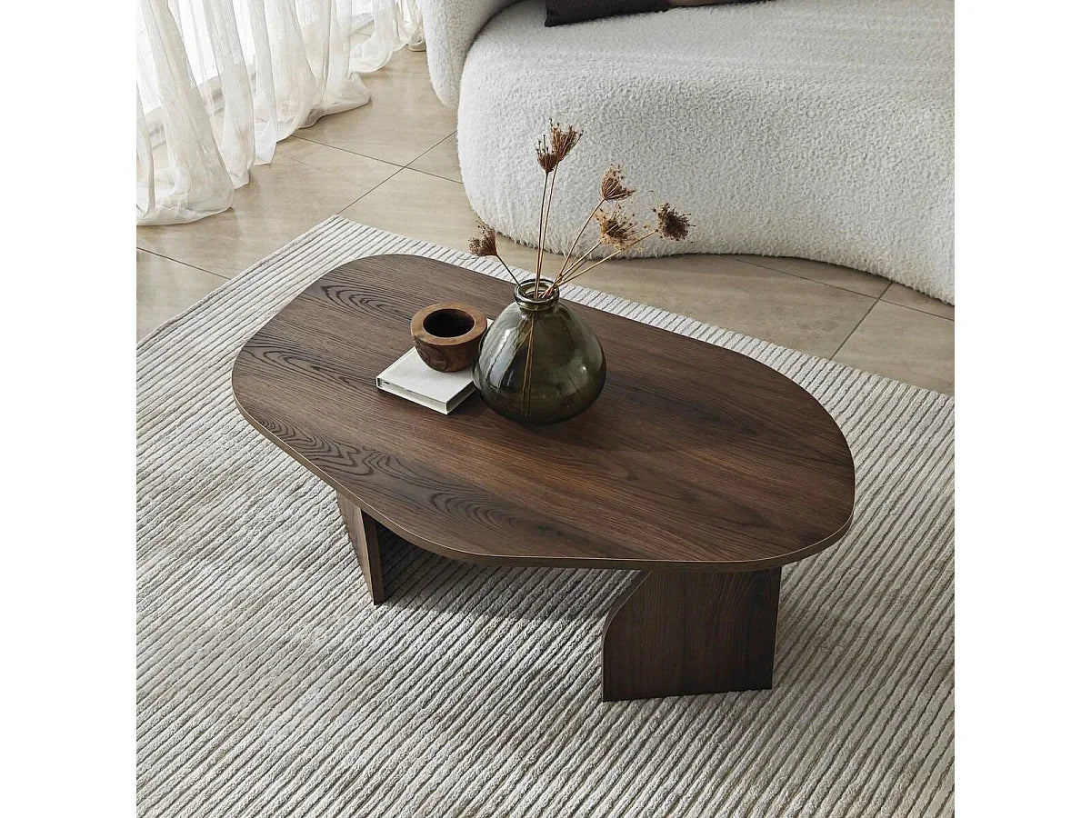 Table Basse Kailua – طاولة صالون خشبية عصرية بيضاوية بتصميم راقٍ