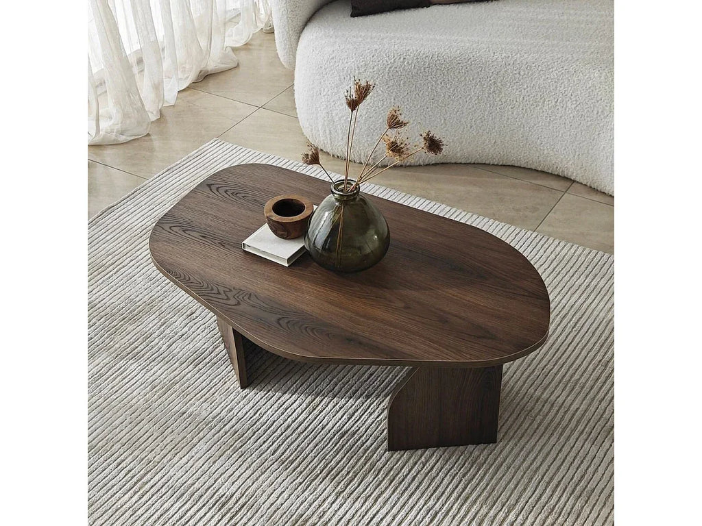 Table Basse Kailua – طاولة صالون خشبية عصرية بيضاوية بتصميم راقٍ