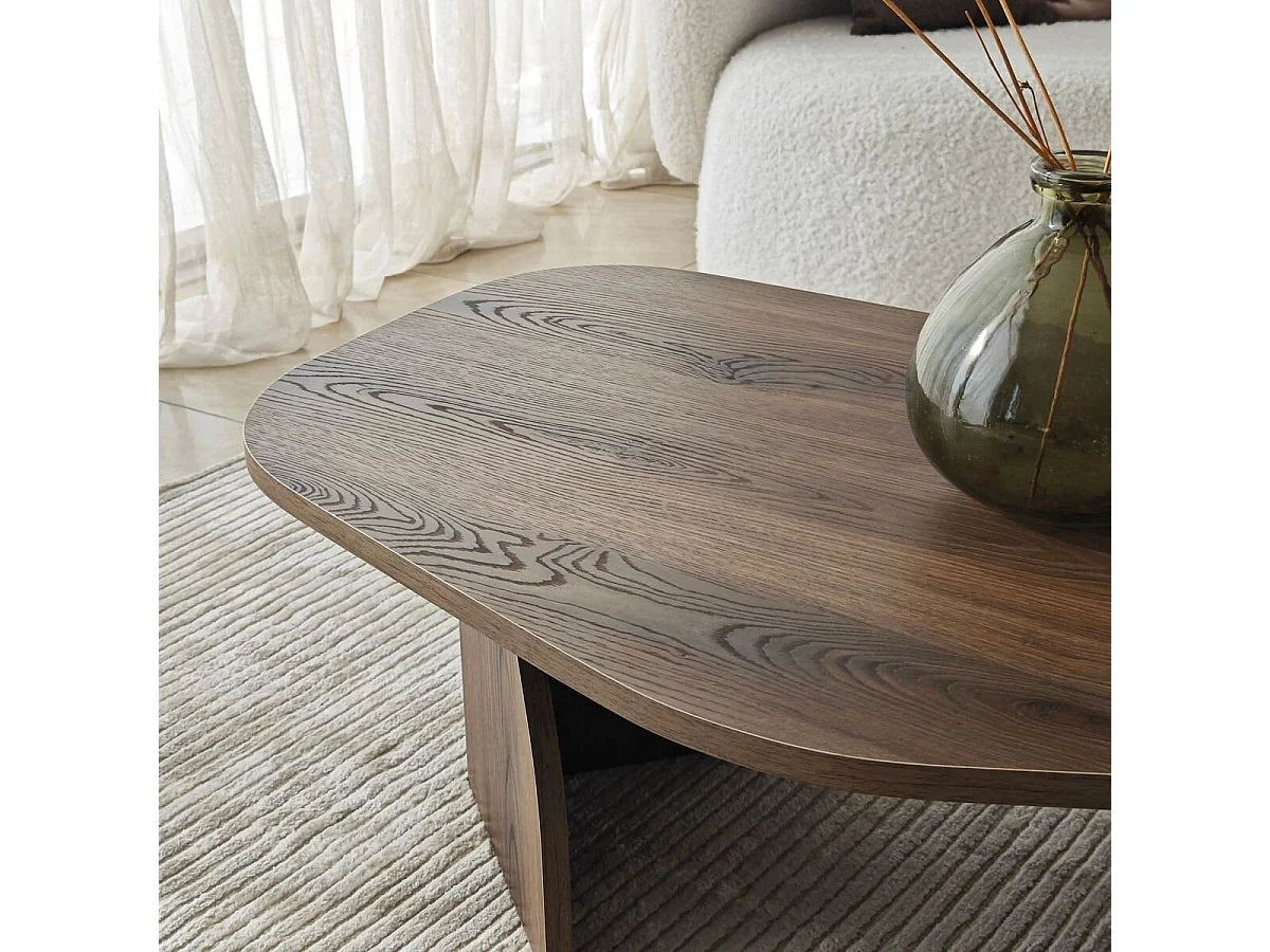 Table Basse Kailua – طاولة صالون خشبية عصرية بيضاوية بتصميم راقٍ