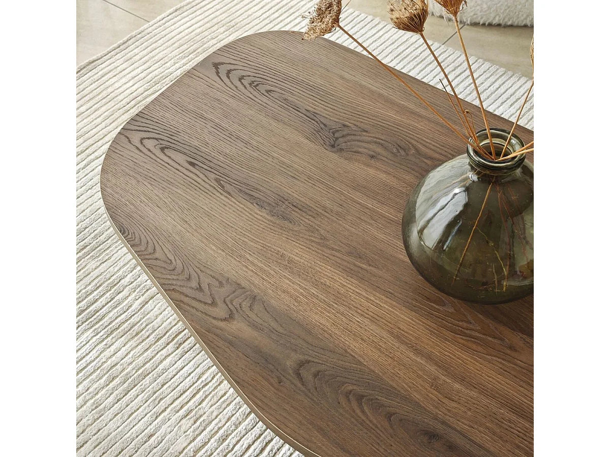 Table Basse Kailua – طاولة صالون خشبية عصرية بيضاوية بتصميم راقٍ